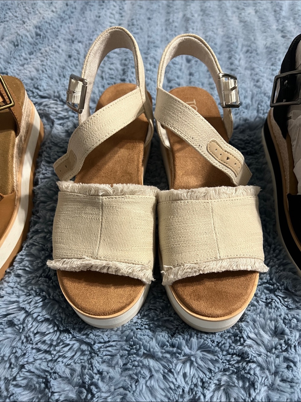 Toms Platform Sandals in Brown, Cream, and Black - Picture 3 of 4